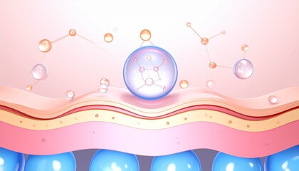 Hyaluronic acid on skin cross-section showing absorption layers