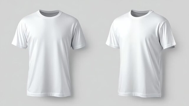 White T-Shirt Mockup Rotation Front Back Side View Blank Apparel