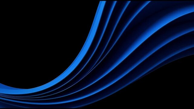Abstract Dark Background with Smooth Flowing Blue Ribbons Creating an Elegant Wave Motion Texture for Modern Corporate Presentations and Minimalist Designs