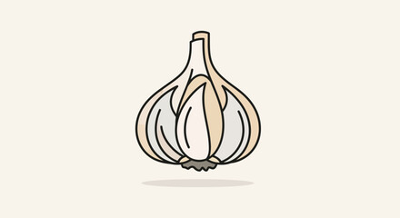 Charming garlic bulb illustration with simple lines and pastel colors design idea