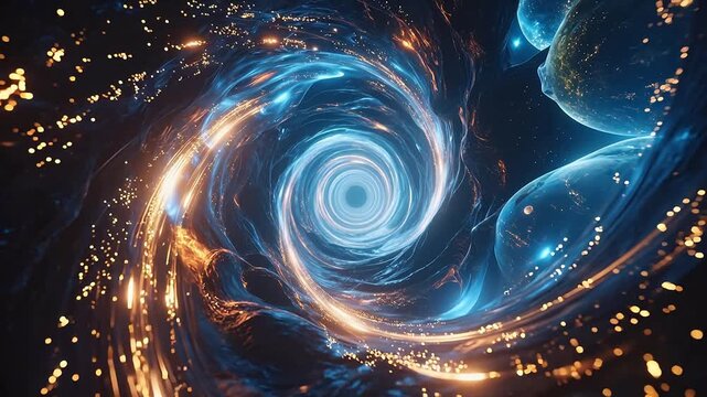 Abstract space vortex with glowing particles