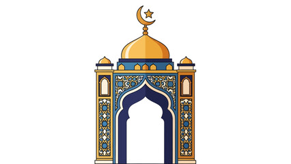 Obraz premium Islamic Mosque Entrance with Crescent Moon.