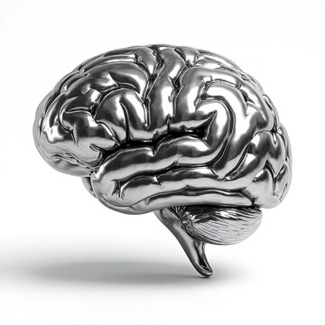 3d rendered illustration of a metallic brain