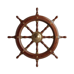 Vintage ship wheel steering nautical isolated on transparent background