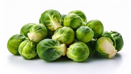 Fototapeta premium Isolated Pile Of Fresh Green Brussels Sprouts