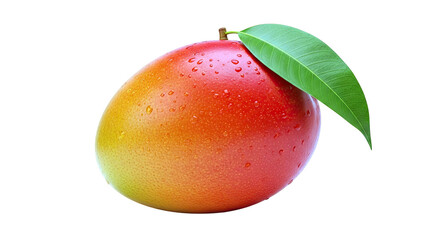 Fototapeta premium Fresh Mango with Water Droplets and Leaf