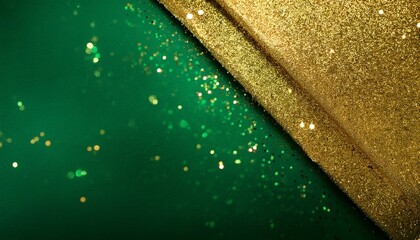 A Green Background With Gold Glitter On It
