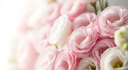 Obraz premium A close-up view of a bouquet of pink and white flowers with delicate petals and soft colors in a beautiful floral arrangement
