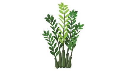 Modern green plant illustration for natural designs and botanical themes conveying freshness and vitality in digital art projects. Clean white