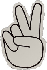 Fototapeta premium Black And White Grunge Ripped Paper Victory Sign Doodle