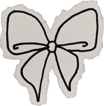Black And White Grunge Ripped Paper Bow Doodle