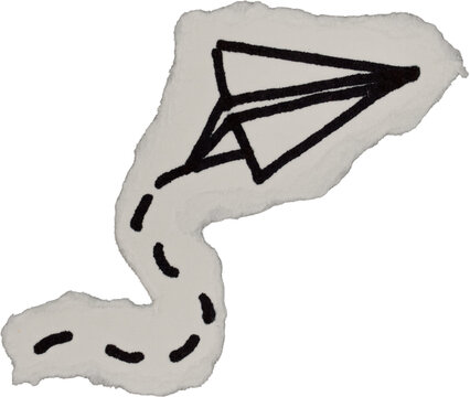 Black And White Grunge Ripped Paper Airplane Doodle