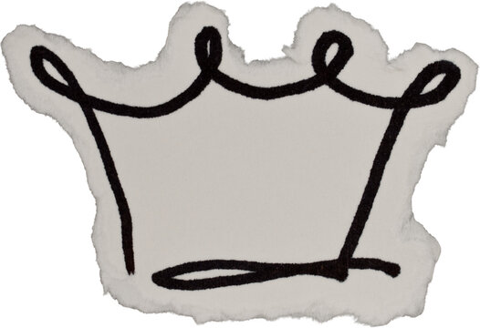 Black And White Grunge Ripped Paper Crown Doodle