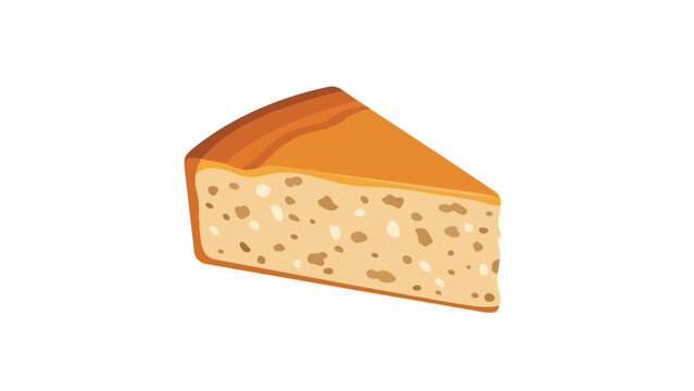 Simplistic vector graphic of a tasty cake slice with speckled texture and a golden crust, ideal for food-themed designs. This inviting dessert