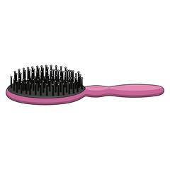 Cartoon Style Pink Hairbrush Object for Hairstyling Tools