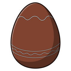Cartoon Style Brown Chocolate Decorated Easter Egg Holiday Illustration