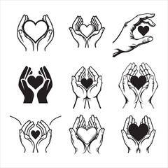 Romantic Hands Holding Heart Clean Vector Illustration Design