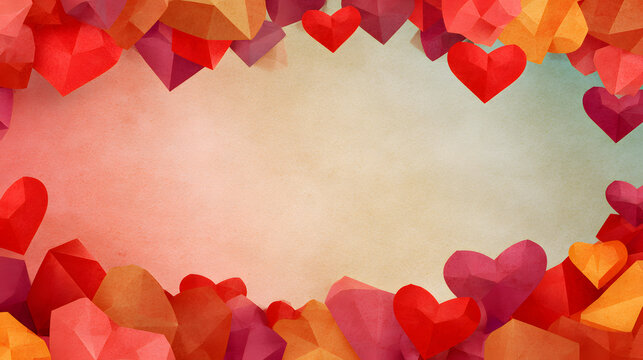 un dise&ntilde;o de fondo con espacio de copia con un marco de corazones de papel creativos y decorativos para tarjeta de san valentin o celebracion romantica del dia del amor  