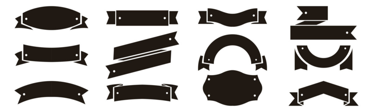 Set of black ribbon banners template design. vintage ribbons isolated on white background. vector