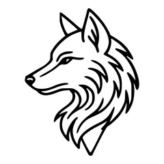 Obraz premium wolf head profile line art illustration, minimalist vector mascot
