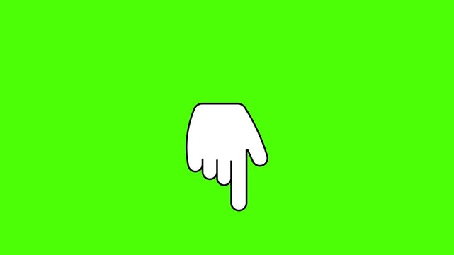 Finger pointer animation loop pointing down on green screen background 4K animation stock video