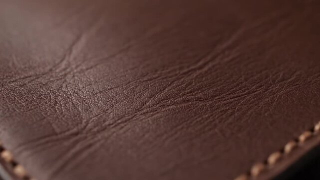 Brown Leather Texture Detail Macro Stitching