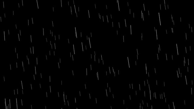 Heavy rainstorm failing effect on black background. Strong raining 4k motion video.
