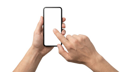 A person taps a smartphone screen with a finger, AI, PNG
