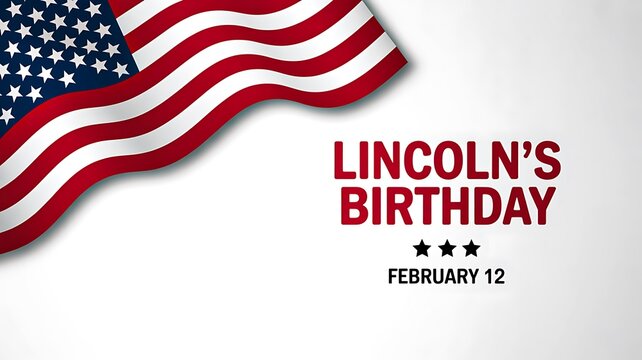Lincolns birthday celebration design with american flag and patriotic background
