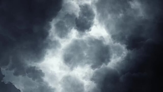 This Dark Clouds Thunderstorms Sky Background stock footage captures the dramatic intensity and raw power of nature as heavy storm clouds gather across the sky. The video showcases dark, dense clouds