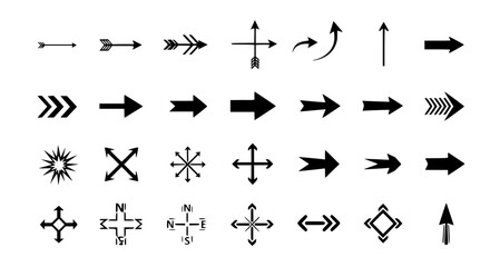 Naklejka premium Simple Black Arrow Symbols Set