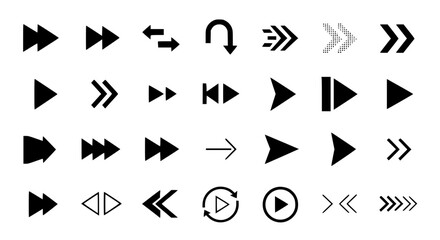 Simple Black Arrow Icons Set