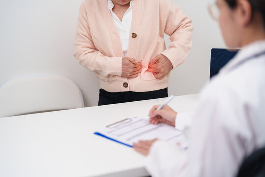 Elderly Patient consultation with doctor for Kidney disease, Urinary system and Stones, Cancer, world kidney day, Chronic kidney, Urology, Nephritis, Renal, Transplant and medical healthcare concept