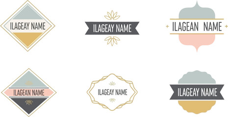 Fototapeta premium Premium set of vintage retro labels and vector badges featuring elegant frames, ribbons, and stamps for high-quality emblem design and food sticker branding