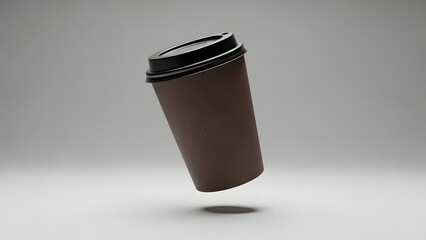Minimal coffee cup mockup in floating 3D style