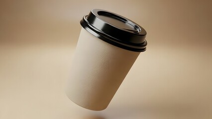 Minimalist beverage cup mockup with modern levitation