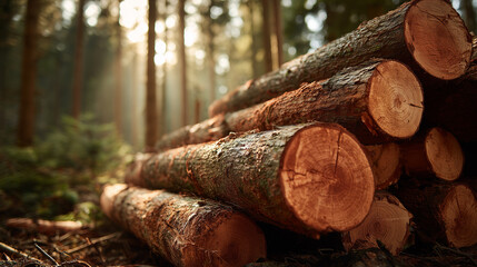 Wood Logs in Natural Forest