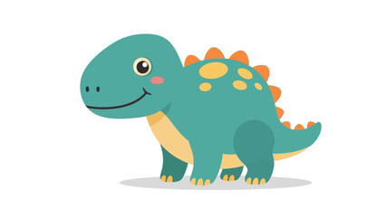 Naklejka premium Cute cartoon dinosaur character, friendly, smiling, isolated on white background.