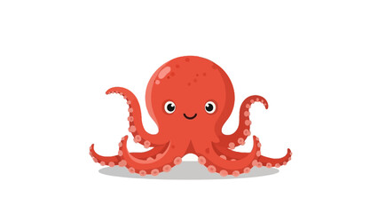 Cute Cartoon Octopus Character Smiling © kadal