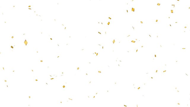 festive gold confetti rain with alpha channel, golden confetti falling for for party and wedding.