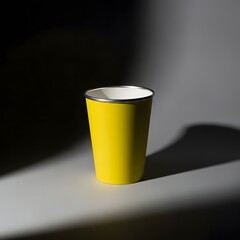Minimal style coffee cup 3D render with floating look