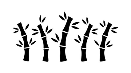 Obraz premium An elegant set of zen-style bamboo stalks with small leaves perfect for oriental and wellness branding projects isolated on transparent background.