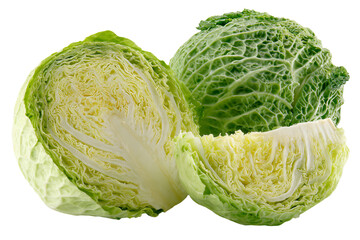 Fototapeta premium Fresh Savoy Cabbage on White Background