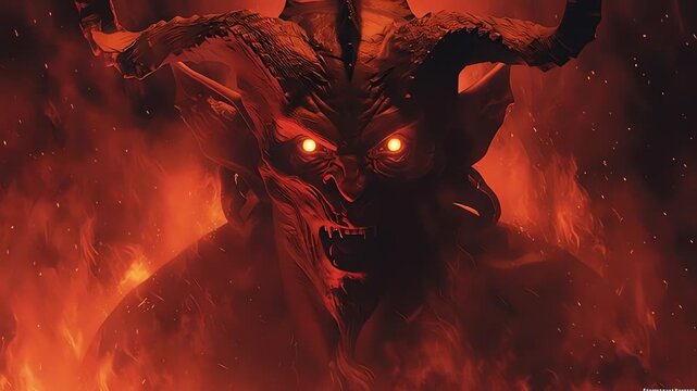 Infernal Demon Lord Rises from Hellfire Epic Digital Art Illustration