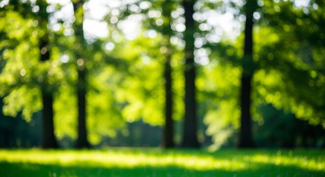 A serene forest landscape with trees and grass viewed from a distance in a blurry outdoor scene like Nature Background Blur_48.jpg