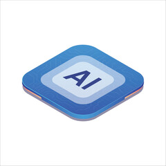 Artificial intelligence AI isometric chip illustration. Ai processor chipset computing innovation tech