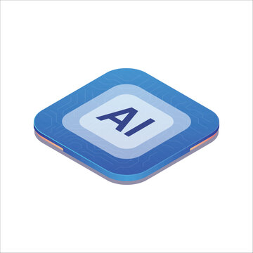 Artificial intelligence AI isometric chip illustration. Ai processor chipset computing innovation tech