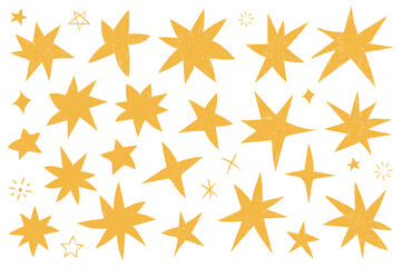 Obraz premium Collection of hand-drawn textured stars with a realistic pencil sketch effect. Minimalist aesthetic doodles for celestial designs, scrapbooking, and trendy social media graphics. 