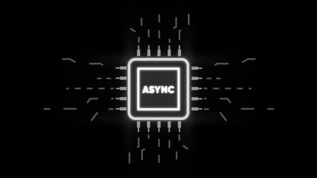 Asynchronous Programming Concept with Glowing A S Y N C Microchip on Circuit Board Background