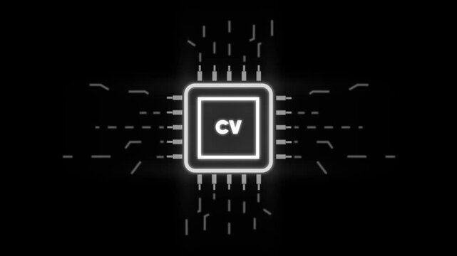 Glowing C V Microchip Circuit Board Animation Background Technology Concept